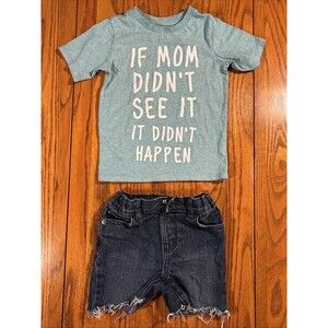 Children’s Place 2-piece Outfit (3T) Funny Mom T-shirt / Cut-off Jean Shorts